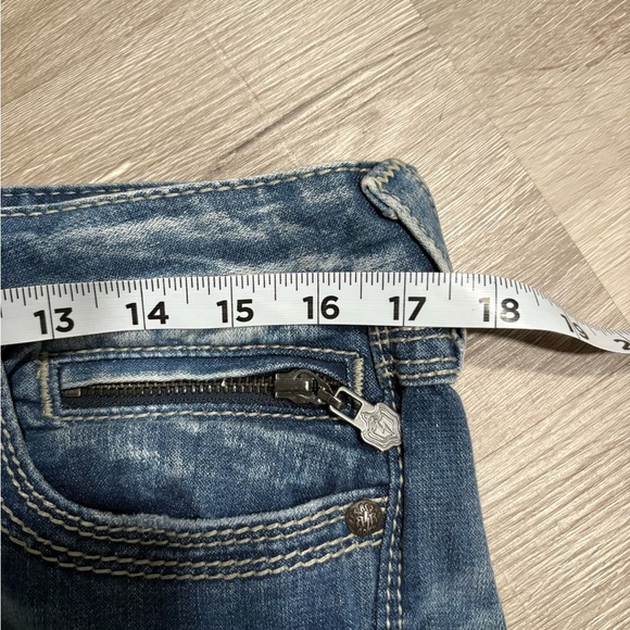 Express Rerock Barely Bootcut Denim Jeans size 12s - Picture 8 of 10